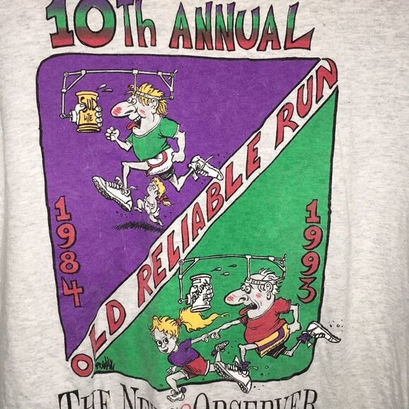 Vintage Old Reliable Run Race New & Observer Newspaper Raleigh NC running shirt - Picture 2 of 3